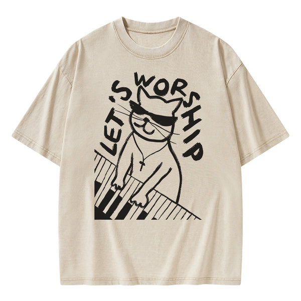 Let's Worship Christian Washed T-Shirt