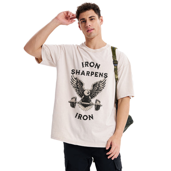 GC-WTS1595 Iron Sharpens Christian Washed T-Shirt