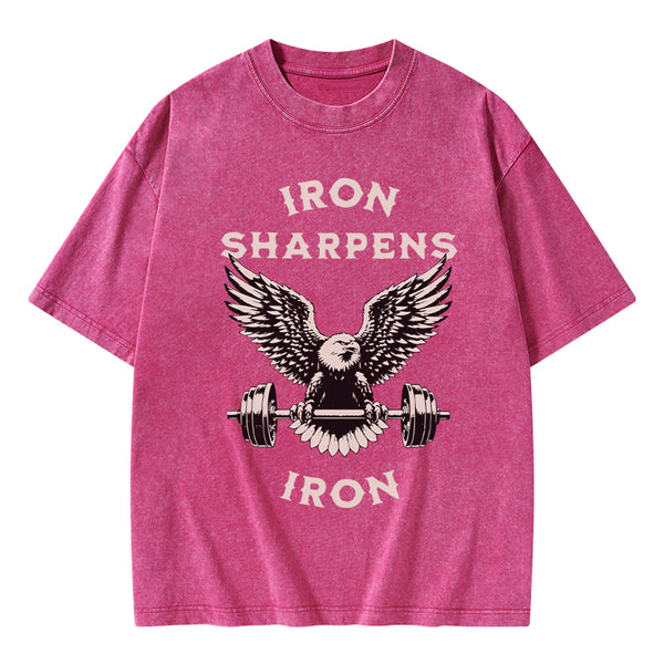 GC-WTS1595 Iron Sharpens Christian Washed T-Shirt