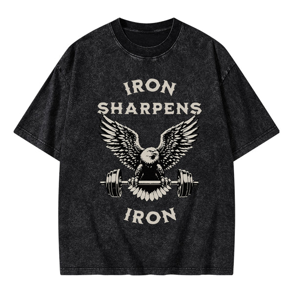 GC-WTS1595 Iron Sharpens Christian Washed T-Shirt