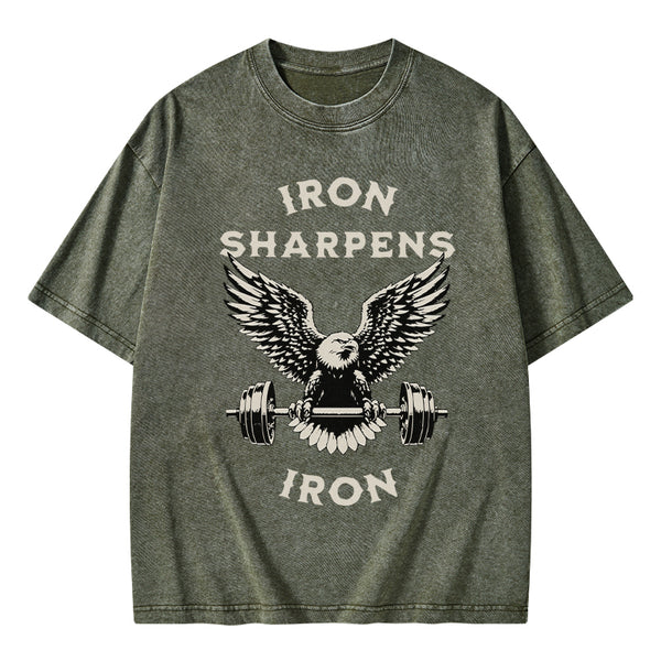 GC-WTS1595 Iron Sharpens Christian Washed T-Shirt