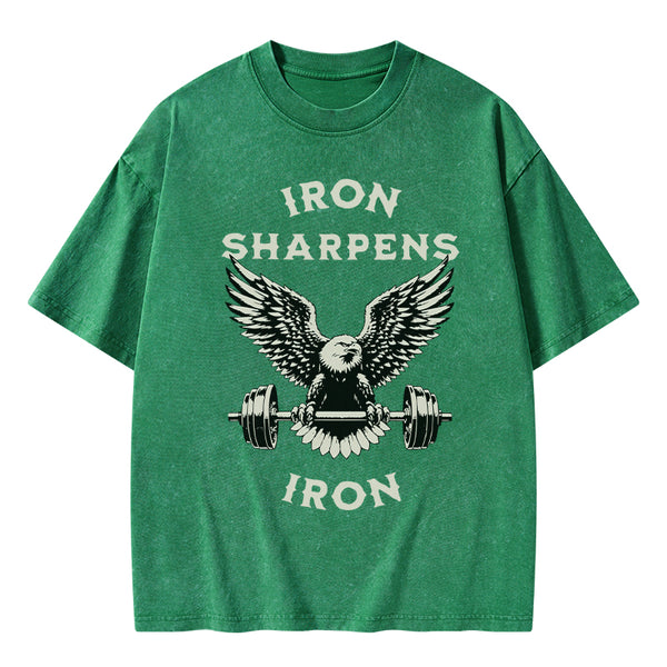GC-WTS1595 Iron Sharpens Christian Washed T-Shirt