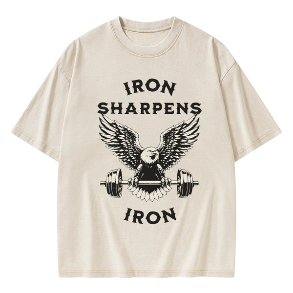 GC-WTS1595 Iron Sharpens Christian Washed T-Shirt