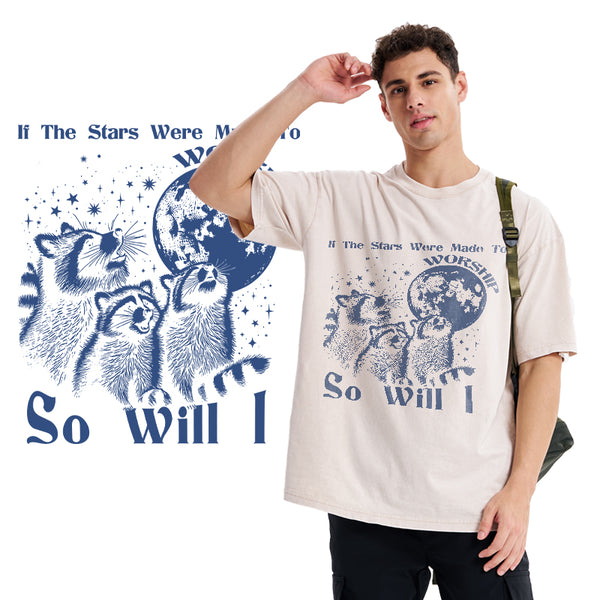 If The Stars Were Made To Worship Raccoon Christian Washed T-Shirt