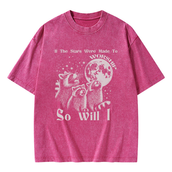If The Stars Were Made To Worship Raccoon Christian Washed T-Shirt