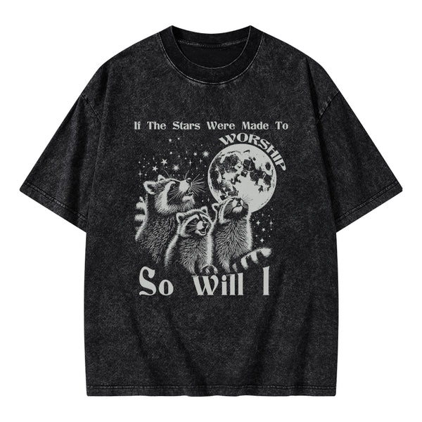 If The Stars Were Made To Worship Raccoon Christian Washed T-Shirt