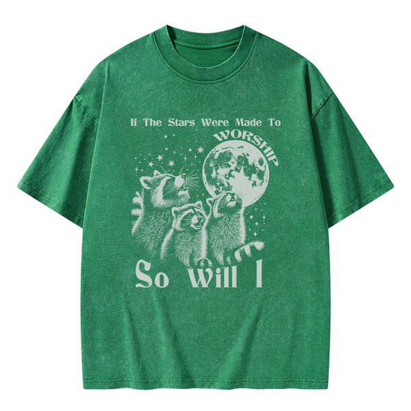 If The Stars Were Made To Worship Raccoon Christian Washed T-Shirt