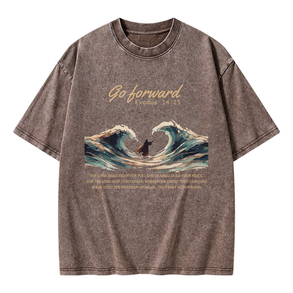 Go Forward Moses Christian Washed T-Shirt