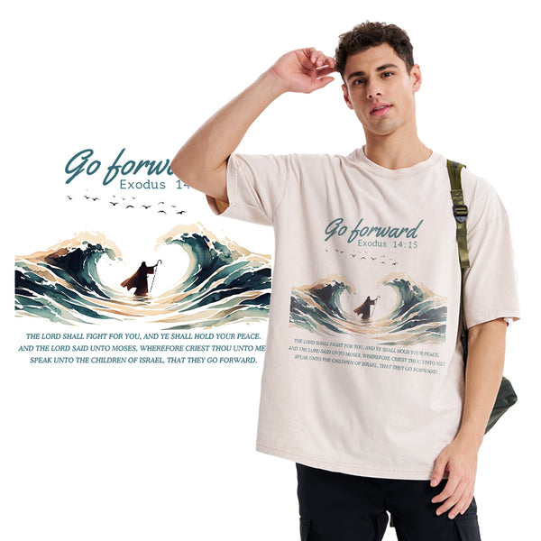 Go Forward Moses Christian Washed T-Shirt