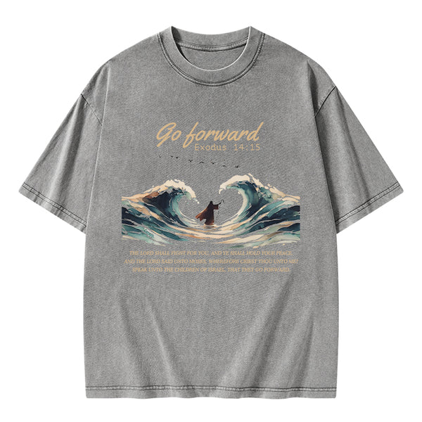Go Forward Moses Christian Washed T-Shirt