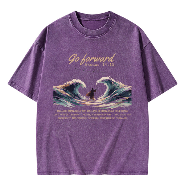 Go Forward Moses Christian Washed T-Shirt