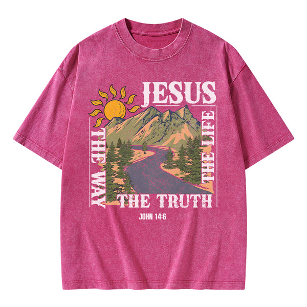 Jesus The Way The Life The Truth Christian Washed T-Shirt