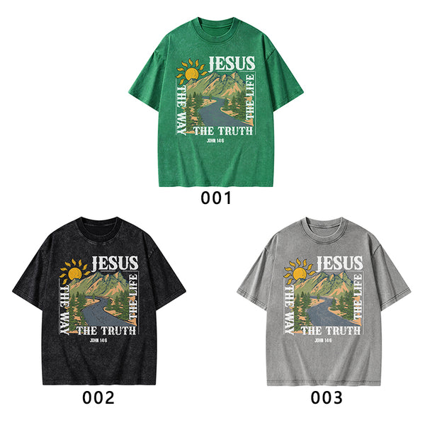 Jesus The Way The Life The Truth Christian Washed T-Shirt