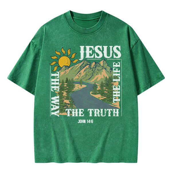 Jesus The Way The Life The Truth Christian Washed T-Shirt