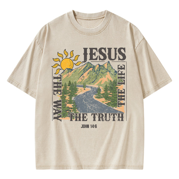 Jesus The Way The Life The Truth Christian Washed T-Shirt