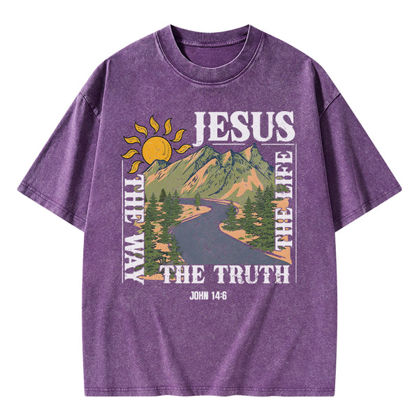 Jesus The Way The Life The Truth Christian Washed T-Shirt