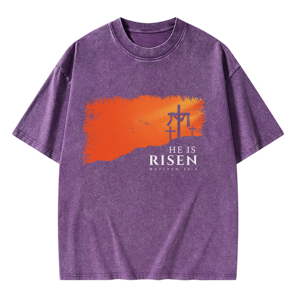He Is Risen Christian Washed T-Shirt