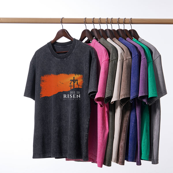 He Is Risen Christian Washed T-Shirt