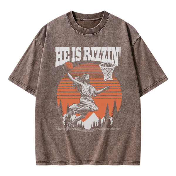 He is Rizzin Jesus Chrsitian Washed T-Shirt