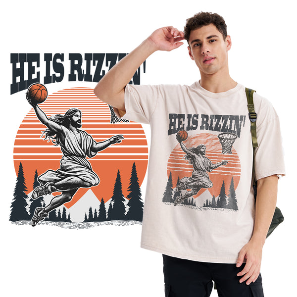 He is Rizzin Jesus Chrsitian Washed T-Shirt