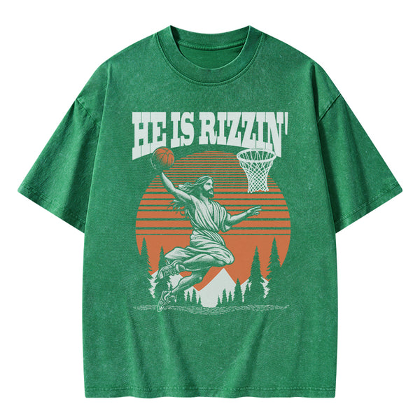 He is Rizzin Jesus Chrsitian Washed T-Shirt