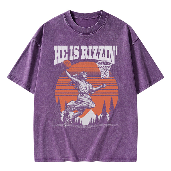 He is Rizzin Jesus Chrsitian Washed T-Shirt