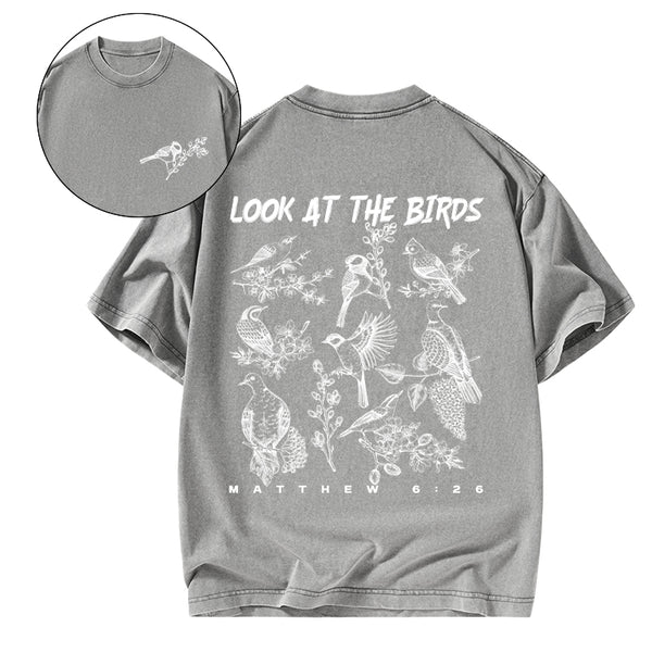 Look At The Birds Christian Washed T-Shirt
