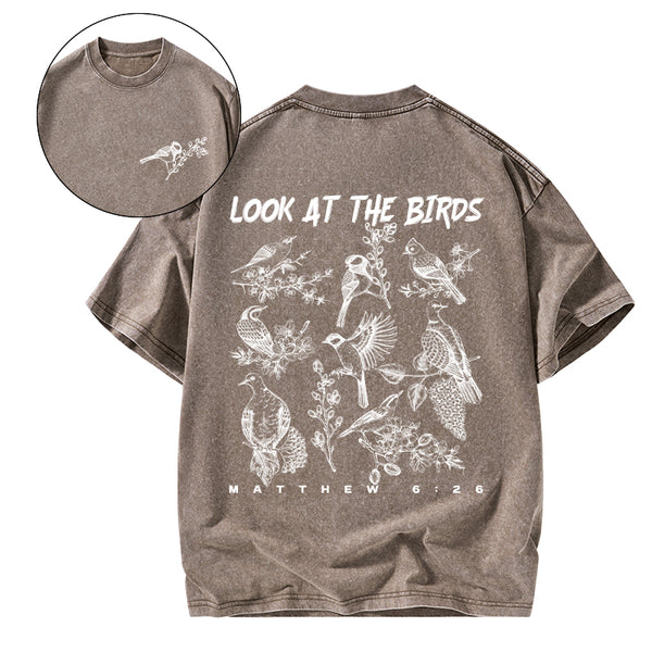Look At The Birds Christian Washed T-Shirt