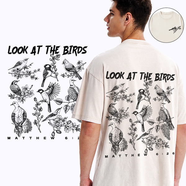 Look At The Birds Christian Washed T-Shirt