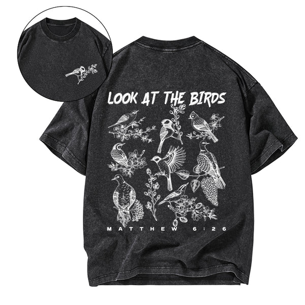 Look At The Birds Christian Washed T-Shirt