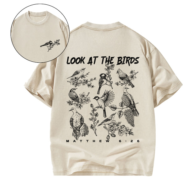 Look At The Birds Christian Washed T-Shirt