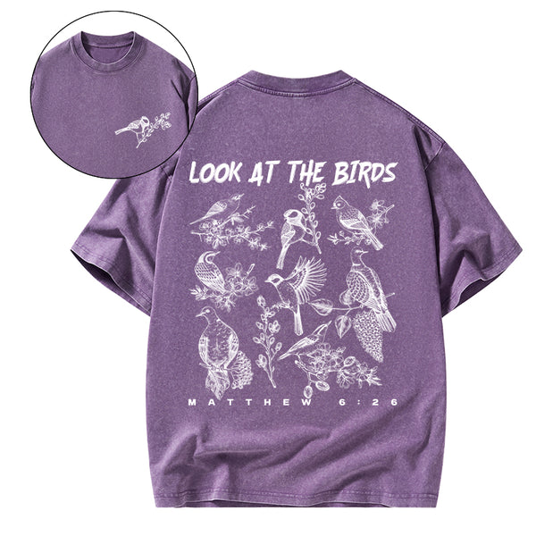 Look At The Birds Christian Washed T-Shirt