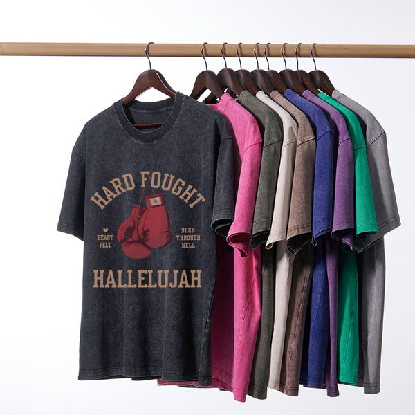 Hard Fought Hallelujah Christian Washed T-Shirt