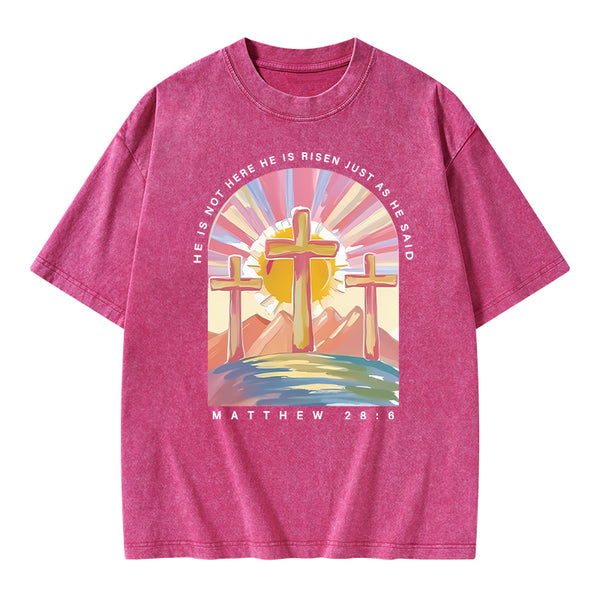 He Is Not Here Christian Washed T-Shirt