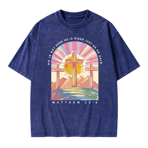 He Is Not Here Christian Washed T-Shirt