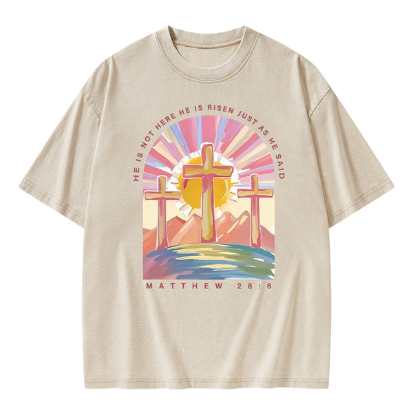 He Is Not Here Christian Washed T-Shirt