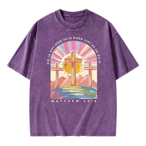 He Is Not Here Christian Washed T-Shirt