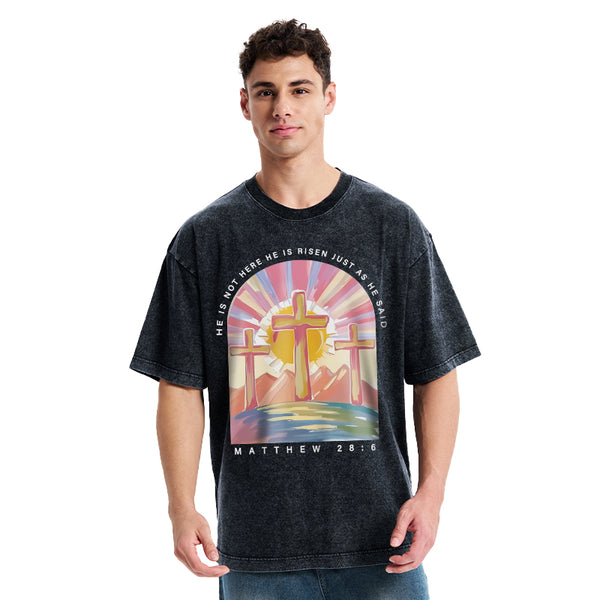 He Is Not Here Christian Washed T-Shirt