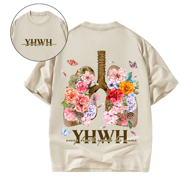Every Breath Speaks His Name Christian Washed T-Shirt