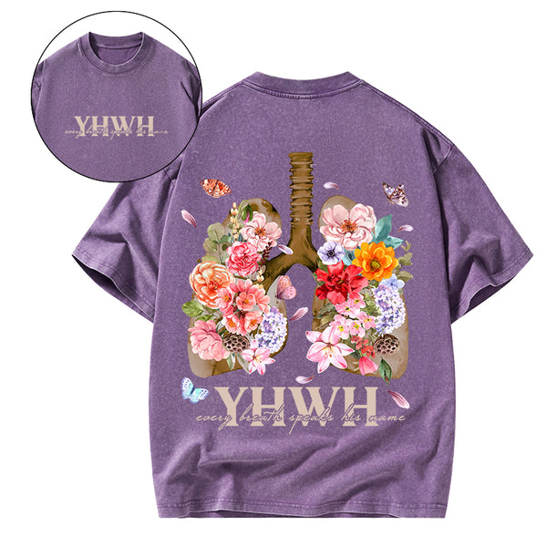 Every Breath Speaks His Name Christian Washed T-Shirt