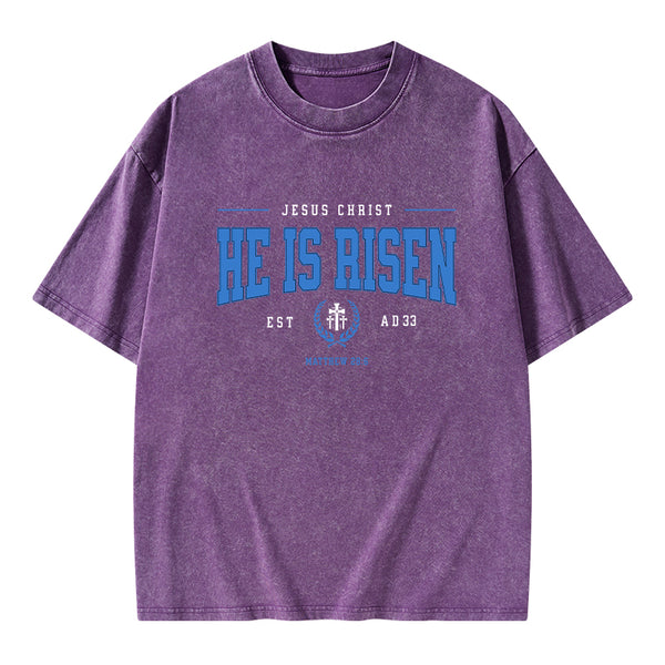 Jesus Chrsit He Is Risen Christian Washed T-Shirt
