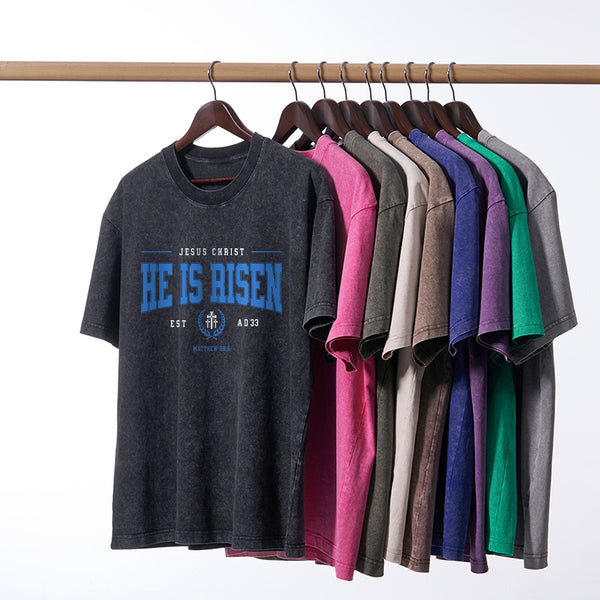Jesus Chrsit He Is Risen Christian Washed T-Shirt