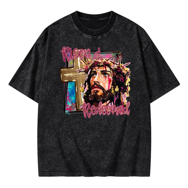 Risen And Redeemed Christian Washed T-Shirt