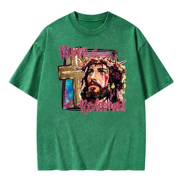 Risen And Redeemed Christian Washed T-Shirt