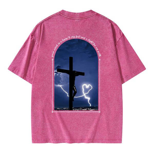 God Word Is A Light For My Path Christian Washed T-Shirt