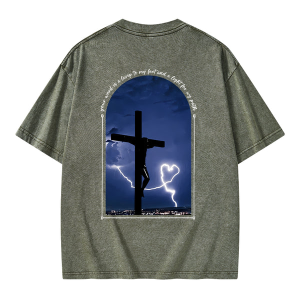God Word Is A Light For My Path Christian Washed T-Shirt