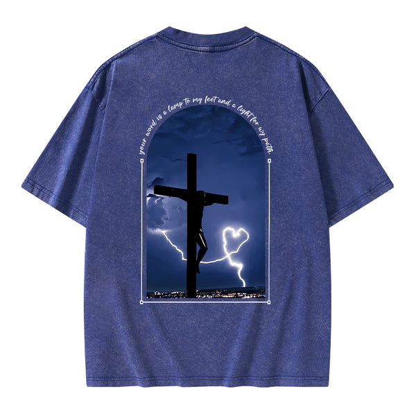 God Word Is A Light For My Path Christian Washed T-Shirt