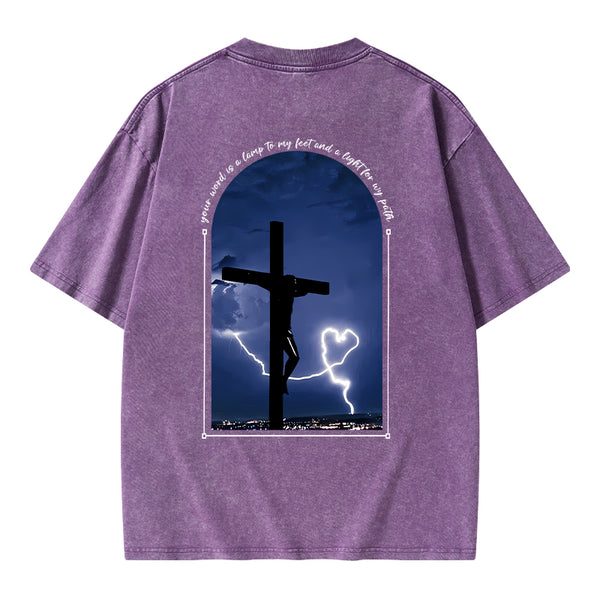 God Word Is A Light For My Path Christian Washed T-Shirt