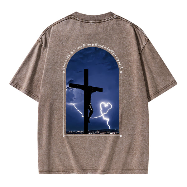 God Word Is A Light For My Path Christian Washed T-Shirt