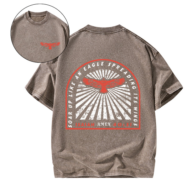 Soar Up Like An eagle Spreading It's Wings Christian Washed T-Shirt